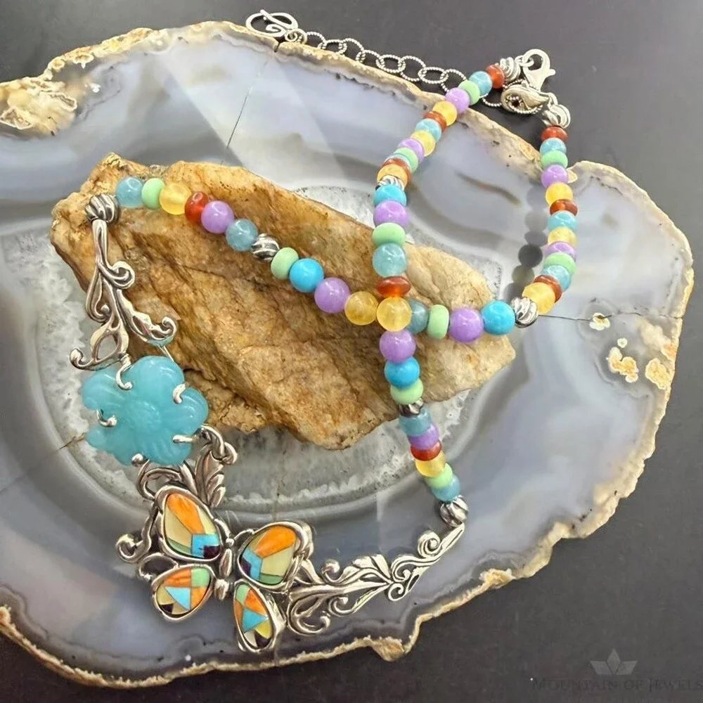 Carolyn Pollack Sterling Inlay Butterfly & Multistone Beads 15